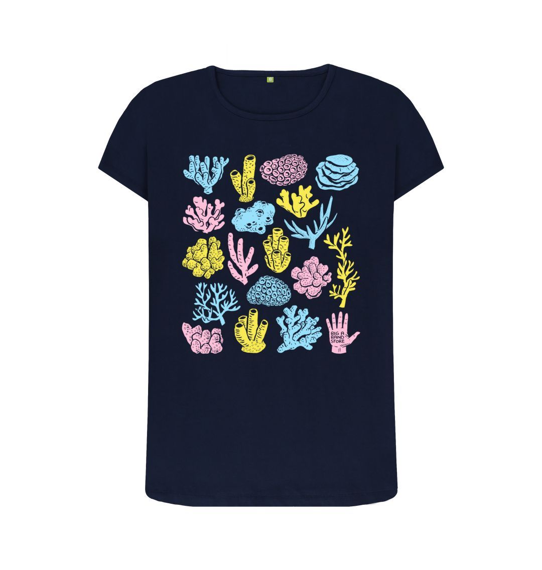 Navy Blue Women's Coral pattern t-shirt