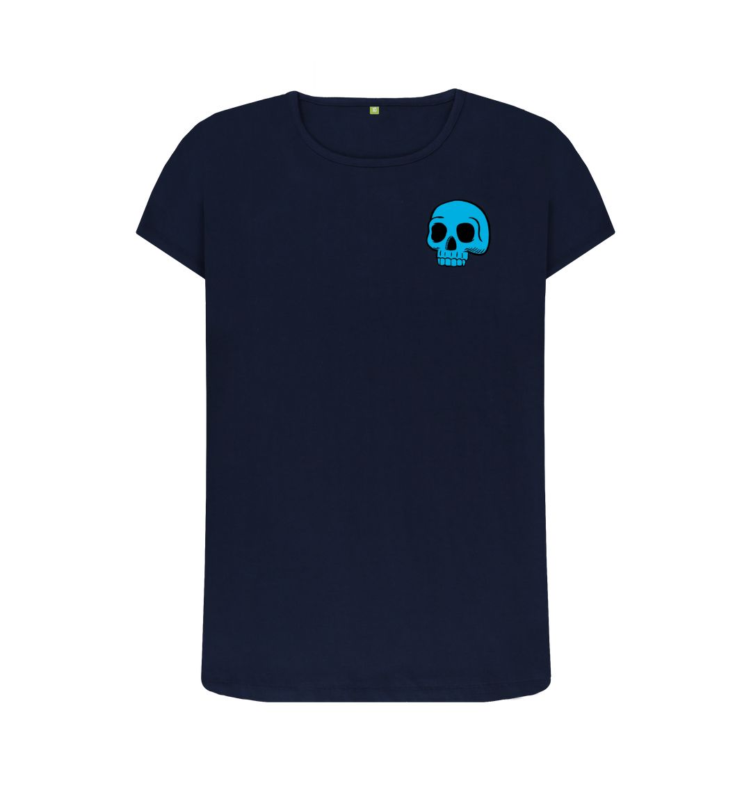 Navy Blue Women's Blue Skull t-shirt