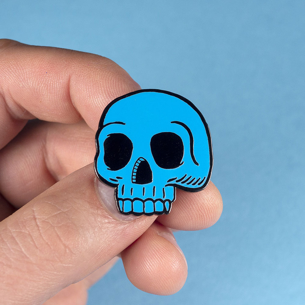 Blue Skull enamel pin badge